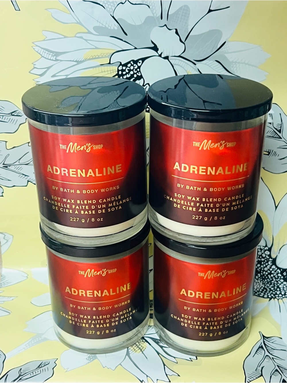 Bath & Body Works Adrenaline Red & Black Soy Jar Candle Set of 4